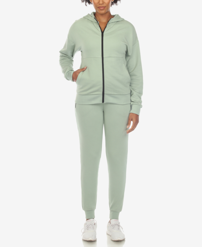 White Mark Women's Fleece Lined 2-pc. Tracksuit Set In Sage