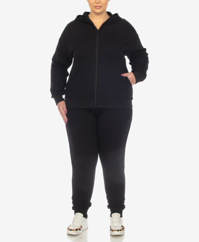 White Mark Plus Size Fleece Lined 2 Pc Tracksuit Set In Black