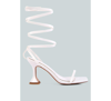London Rag Lewk Strappy Tie Up Spool Heel Sandals In White