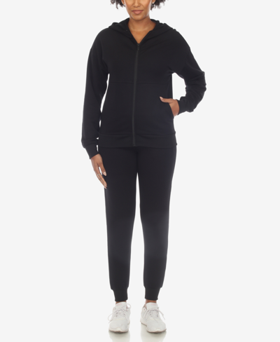 White Mark Women's Fleece Lined 2-pc. Tracksuit Set In Black