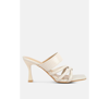 London Rag Chiri Criss Cross Strap Spool Heel Sandals In Beige