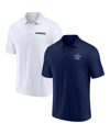 Fanatics Men's  White, Navy Dallas Cowboys Lockup Two-pack Polo Shirt Set In Navy,white