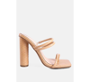 London Rag Dandelion High Block Heeled Croc Sandals In Latte