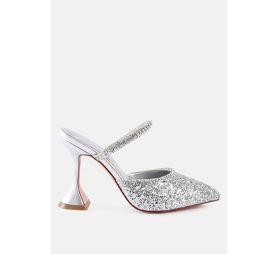London Rag Iris Glitter Spool Heel Sandal In Grey