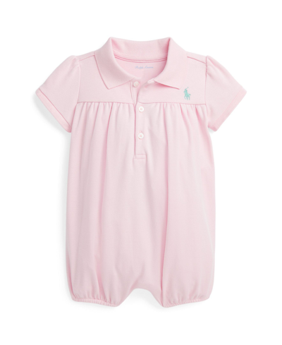 Polo Ralph Lauren Baby Girls Cotton Interlock Bubble Shortall In Hint Of Pink