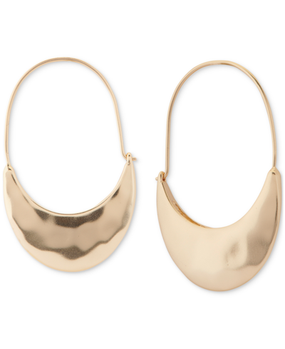 Lucky Brand Gold-tone Crescent Elongated Hoop Earrings