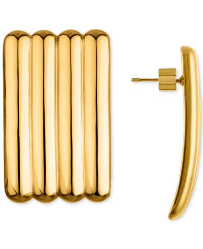Oma The Label 18k Gold-plated Ribbed Drop Earrings In Gold Tone