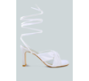 London Rag Chasm Ruched Satin Tie Up Block Heeled Sandals In White