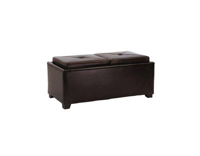 Noble House Maxwell Contemporary Tray Top Storage Ottoman In Brown