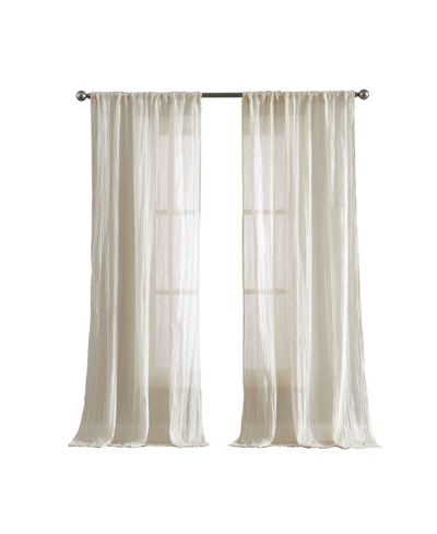 French Connection Charter Crushed Semi-sheer Rod Pocket Window Panel Pair, 108" X 50" In Natural
