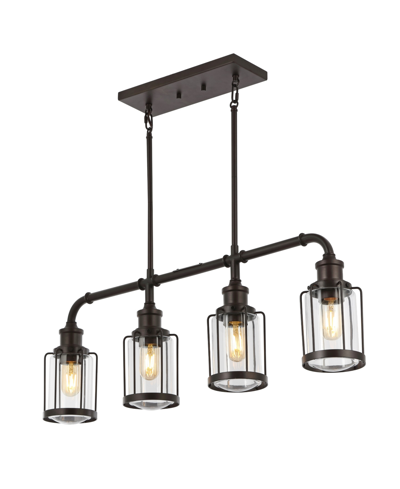 Jonathan Y Abbott 34" 4-light Farmhouse Industrial Iron, Glass Linear Led Pendant In Oil Rubbed Bronze,clear