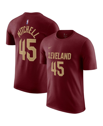 NIKE MEN'S NIKE DONOVAN MITCHELL BURGUNDY CLEVELAND CAVALIERS ICON 2022/23 NAME AND NUMBER T-SHIRT