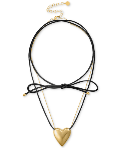 Oma The Label Heart Chain & Cord Pendant Necklace, 20-1/2" + 3" Extender In Gold Tone