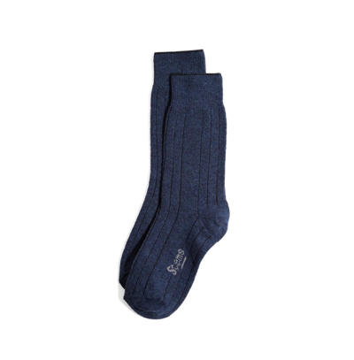 Stems Ribbed Lux Cashmere Socks In Navy