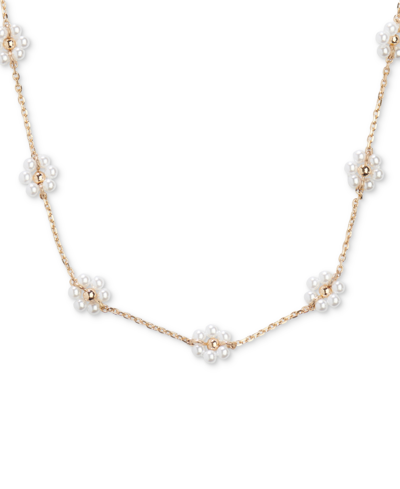 Lucky Brand Gold-tone Imitation Pearl Daisy Station Necklace, 16" + 3" Extender
