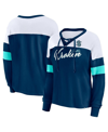 Fanatics Branded Deep Sea Blue Seattle Kraken Take The Shot Long Sleeve Lace-up V-neck T-shirt In Deep Sea Blue
