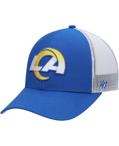 47 Brand Kids' Big Boys ' Royal, White Los Angeles Rams Adjustable Trucker Hat In Blue