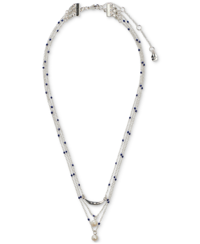 Lucky Brand Silver-tone Imitation Pearl Convertible Layered Pendant Necklace, 15-1/2" + 3" Extender