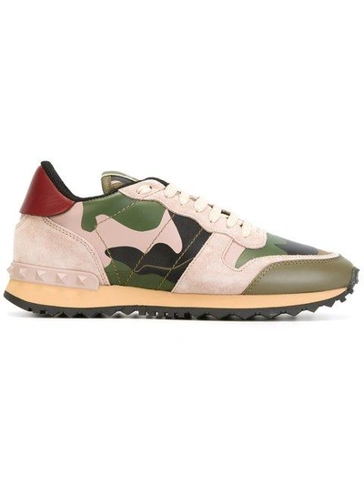 Valentino Garavani Garavani Rockstud Camouflage Sneakers In Military Green