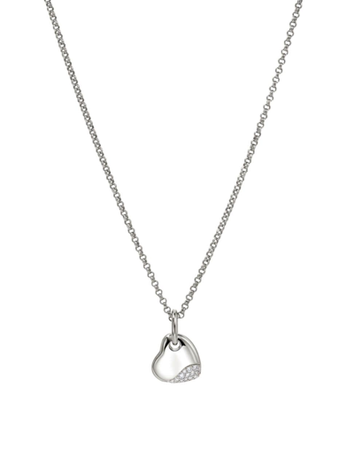 John Hardy Women's Pebble Sterling Silver & 0.15 Tcw Diamond Heart Pendant Necklace