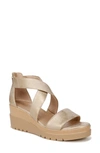 Soul Naturalizer Goodtimes Ankle Strap Wedge Sandals In Gold Faux Leather
