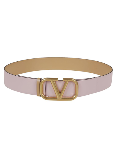 Valentino Garavani Valentino Vlogo Signature Reversible Belt In Pink