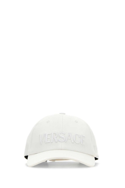 Versace Logo Embroidered Curved In White