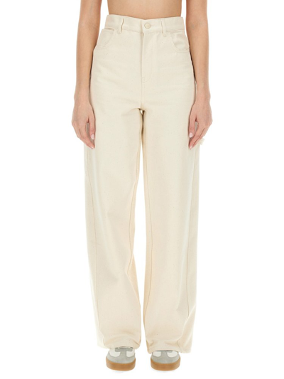 Max Mara Logo Patch Wide Leg Jeans In Bianco