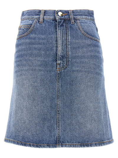 Chloé Denim Mini Skirt Blue Size 8 87% Cotton, 13% Hemp In Bleu