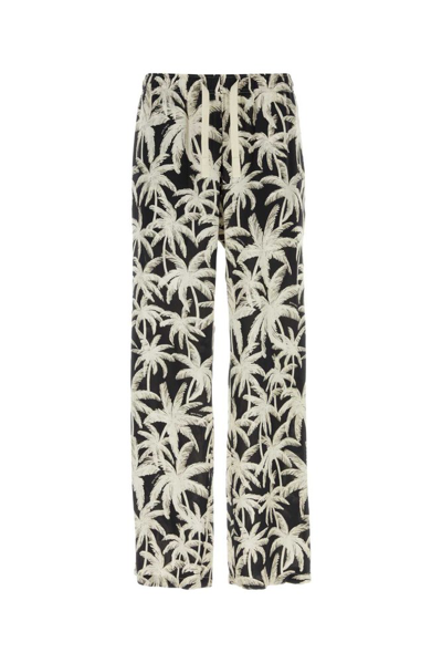 Palm Angels All-over Palms Print Track Pants In Grey