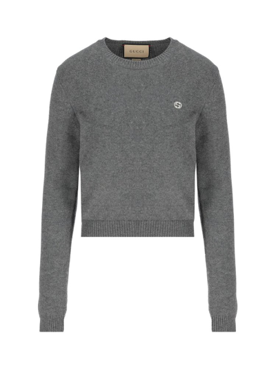 Gucci Knit Crew-neck Jumper In Grey