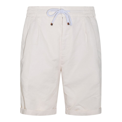 Brunello Cucinelli 抽绳裤腰棉短裤 In Off White