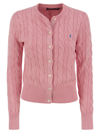 Polo Ralph Lauren Cable-knit Cotton Cardigan In Carmel Pink