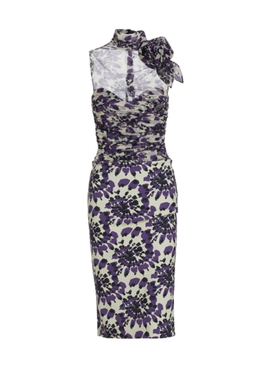 Chiara Boni La Petite Robe Women's Vina Tie-dye Rosette Midi-dress In Modern Flowers Sand
