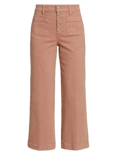 Paige Anessa Cropped Wide-leg Patch Pocket Jeans In Vintage Dark Rose Blush