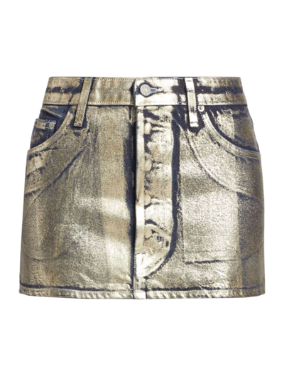 Eb Denim Women's Metallic Foil Miniskirt In Gold Foil