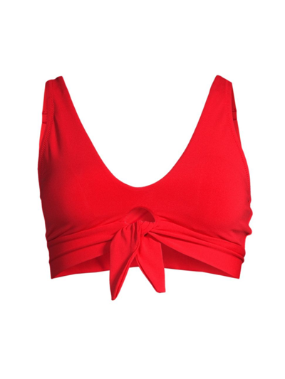 Robin Piccone Women's Ava Elongated Scoop Neck Bikini Top In Fiery Red