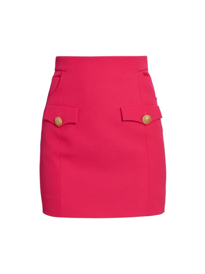 Balmain Women's Gdp Cotton-blend Miniskirt In Fuchsia
