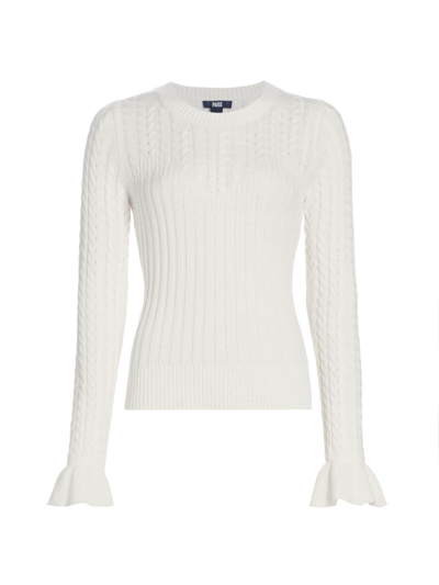 Paige Henrietta Cable-knit Flare-sleeve Top In Ivory