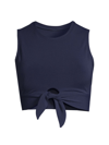 Robin Piccone Ava Longline Knot Front Bikini Top In Navy