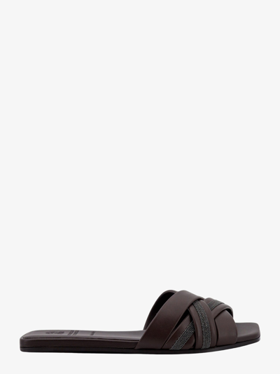 Brunello Cucinelli Leather Sandals In Brown