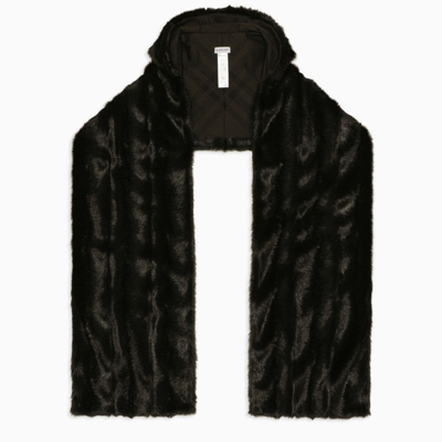 Burberry Black Scarf With Faux Fur Hood Women