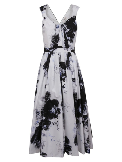 Alexander Mcqueen Women's Chiaroscuro Floral Cotton Dress In Ink