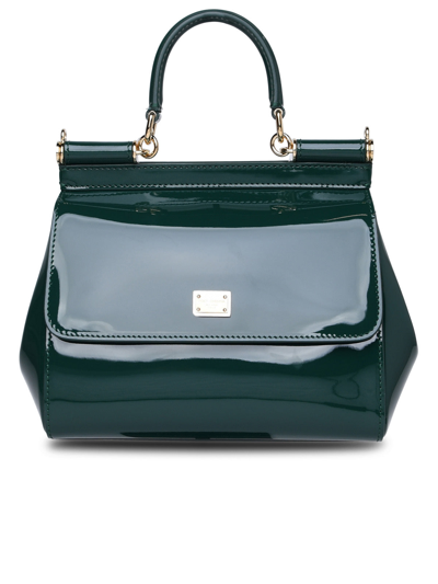 Dolce & Gabbana Green Patent Leather Bag In Black