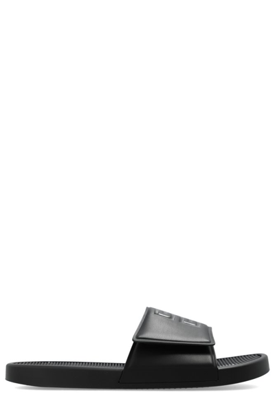 Givenchy Men's Slide Flat Sandals In Synthetic Leather In 004 - Blackwhite