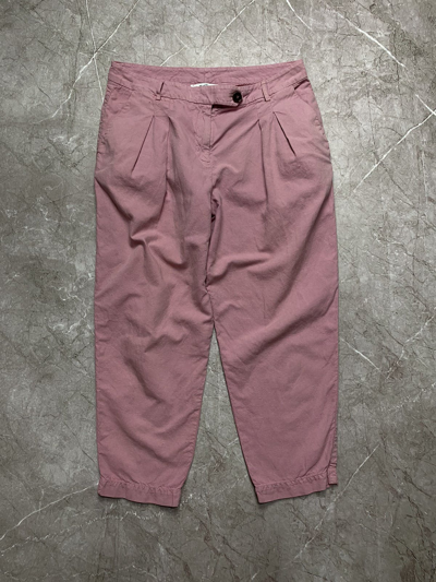Pre-owned Ymc X You Must Create Striped Woven Button Fly Baggy Pants Size M In Pink