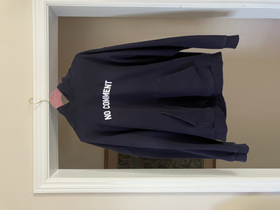 Pre-owned Balenciaga Spring 22 No Comment Oversized Distressed Hoodie In Navy