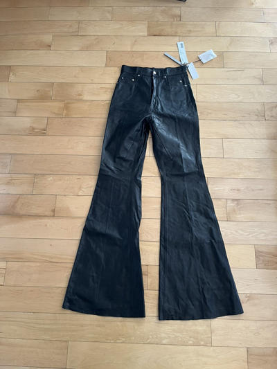 Pre-owned Rick Owens Nwt - Fw22  Leather Bolan Flared Trousers In Black