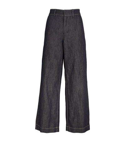 Max Mara Cropped Denim Trousers In Blue