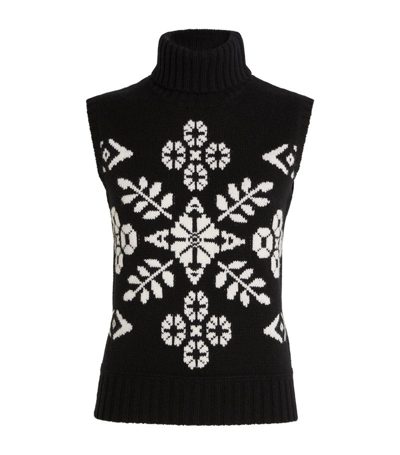 Max Mara Womens Black Vivy Snowflake-jacquard Wool And Cashmere-blend Top
